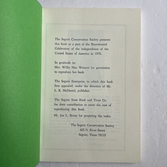 An Authentic History of Guadalupe County TX by Willie Mae Weinert 1976 Softcover - Picture 2 of 7